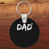 Pap Squared Shirt Funny Father van Twee Kinder pap Sleutelhanger (Voorkant)