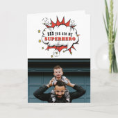 Pap Superheld Cartoon Speech Bubble Fathers day Kaart (Voorkant)