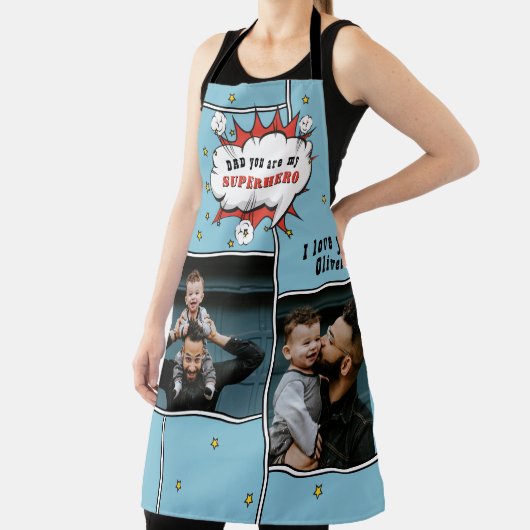 Pap Superheld Comic Speech Bubble 2 Foto Schort (Insitu)