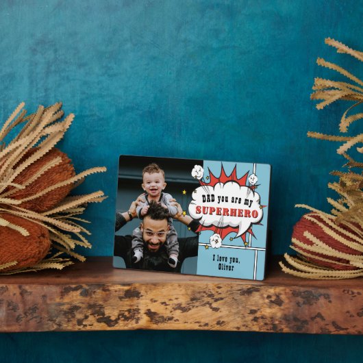 Pap Superheld Comic Speech Bubble Foto Fotoplaat (Zijkant)