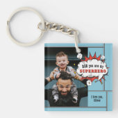 Pap Superheld Comic Speech Bubble Foto Sleutelhanger (Voorkant)