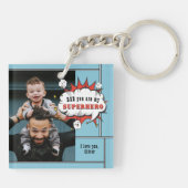 Pap Superheld Comic Speech Bubble Foto Sleutelhanger (Achterkant)