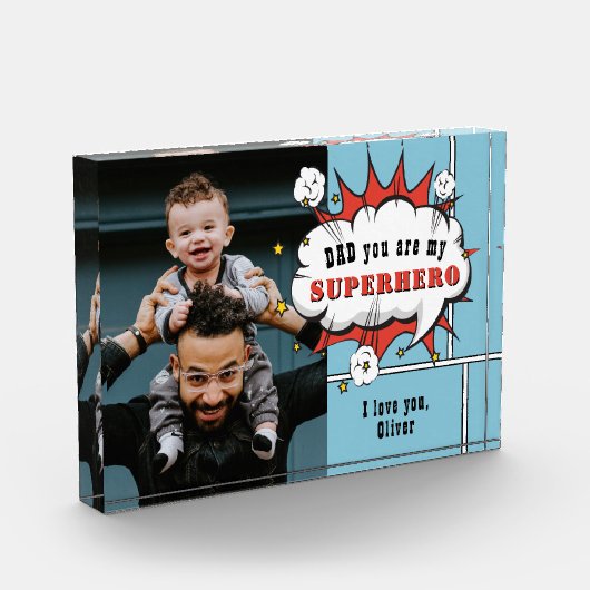 Pap Superheld Comic Speech Bubble Photo Block Fotoblokken (Links)