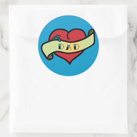 Pap Tattoo Heart Ronde Sticker (Tas)