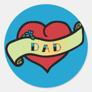 Pap Tattoo Heart Ronde Sticker