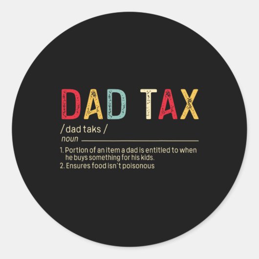 Pap Tax Definition Funny Vaderdag Ronde Sticker (Voorkant)