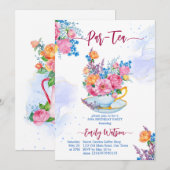 Pap-tea verjaardagsbeker gevuld met bloemen kaart (Voorkant / Achterkant)