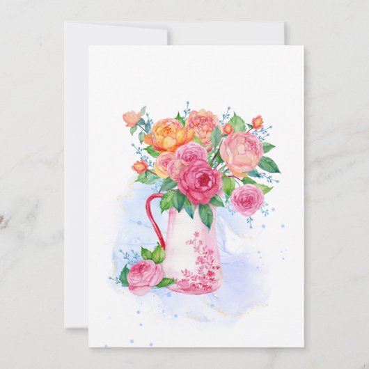 Pap-tea verjaardagsbeker gevuld met bloemen kaart (Achterkant)