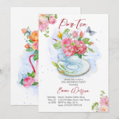 Pap-tea verjaardagsbeker gevuld met bloemen kaart (Voorkant / Achterkant)