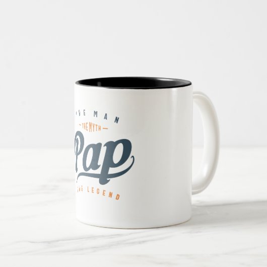 Pap the Man Myth Legend Funny Vaderdag Tweekleurige Koffiemok (Voorkant rechts)