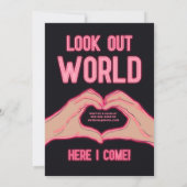 Pap uit Schoolroze Neon Lights Graduparty Kaart (Achterkant)