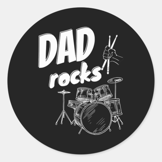 Pap Vaderdag Drum Kit Drums Music Ronde Sticker (Voorkant)