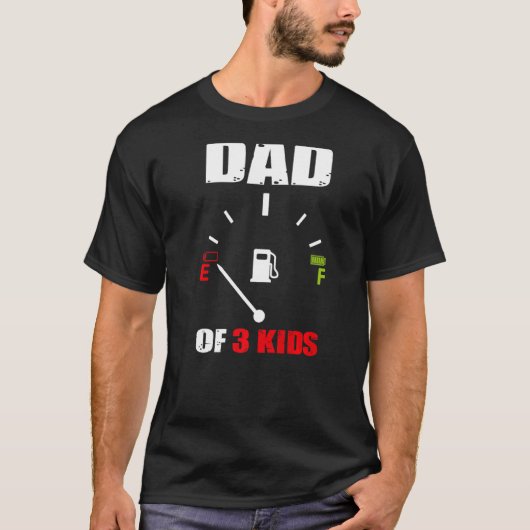 Pap van 3 Kinder  pap met lage Vaderdag T-shirt (Voorkant)