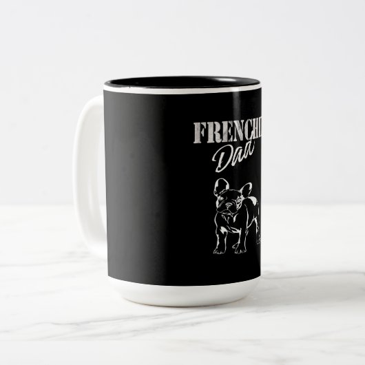 Pap van Cute Frenchie Funny French Bulldog Lovers Tweekleurige Koffiemok (Voorkant links)