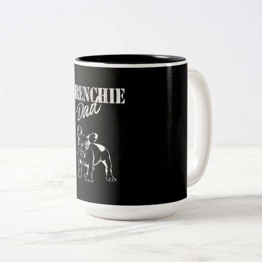 Pap van Cute Frenchie Funny French Bulldog Lovers Tweekleurige Koffiemok (Voorkant rechts)