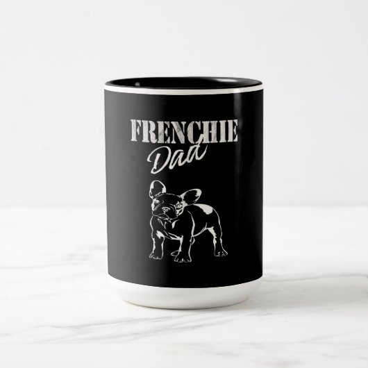 Pap van Cute Frenchie Funny French Bulldog Lovers Tweekleurige Koffiemok (Center)