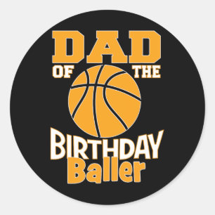 Pap van de Birthday Baller Basketball Ronde Sticker