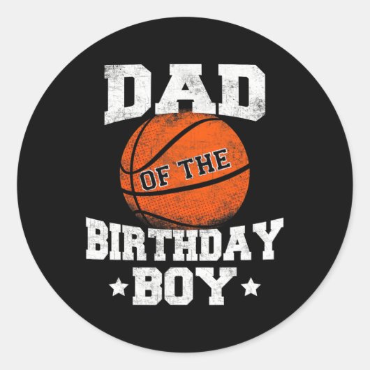 Pap van de Birthday Boy Basketball vader papa Fu Ronde Sticker (Voorkant)