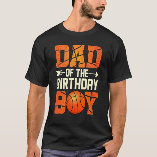 Pap van de Birthday Boy Basketball vader papa T-shirt (Voorkant)
