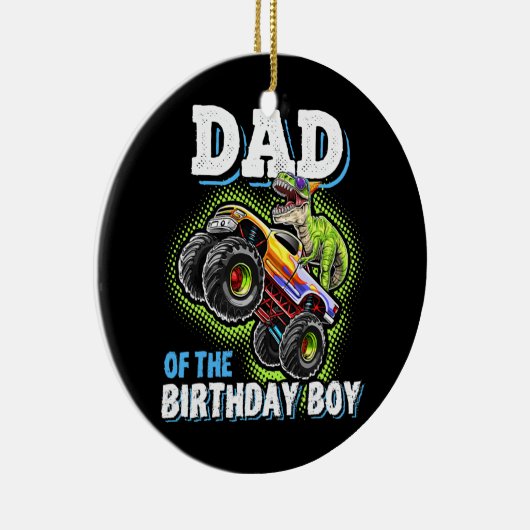 Pap van de Birthday Boy Dinosaur Monster Truck Keramisch Ornament (Rechts)