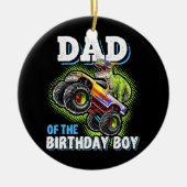 Pap van de Birthday Boy Dinosaur Monster Truck Keramisch Ornament (Voorkant)