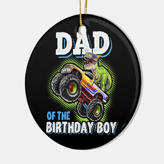 Pap van de Birthday Boy Dinosaur Monster Truck Keramisch Ornament (Links)