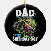 Pap van de Birthday Boy Dinosaur Monster Truck Keramisch Ornament (Achterkant)