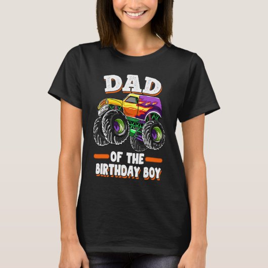Pap van de Birthday Boy Fathers Monster Truck Mann T-shirt (Voorkant)
