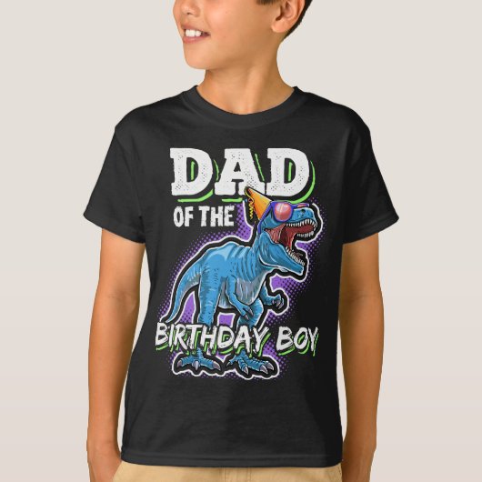 Pap van de Birthday Boy Matching Family Dinosaur B T-shirt (Voorkant)