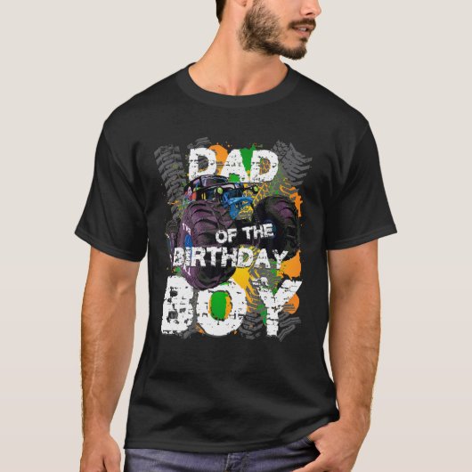 Pap van de Birthday Boy Monster Truck Matching Fam T-shirt (Voorkant)