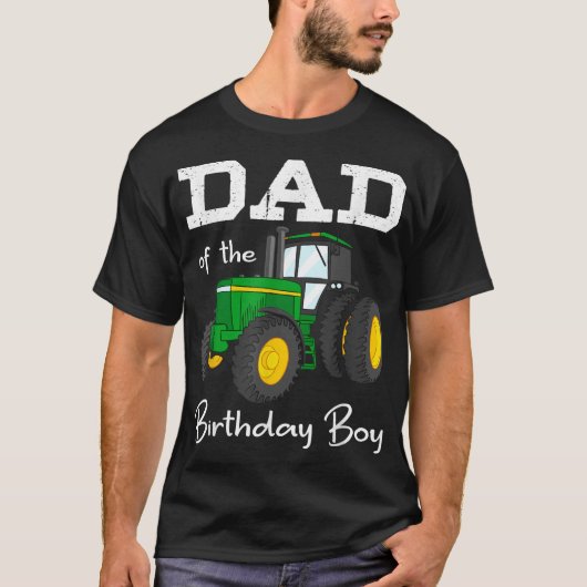 Pap van de Birthday Boy Tractor Boerderij Party T-shirt (Voorkant)