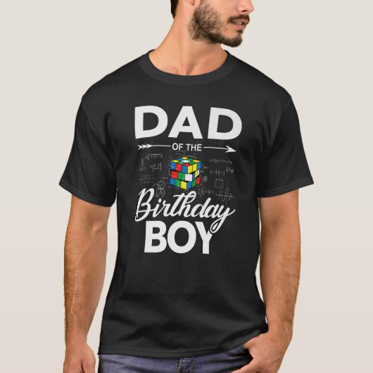 Pap van de 'Birthday Speed Cubing Boy'-Wiskunde T-shirt (Voorkant)