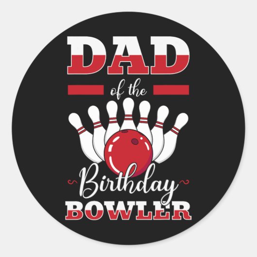 Pap van de marthday Bowler, dag Bowling party Cele Ronde Sticker (Voorkant)