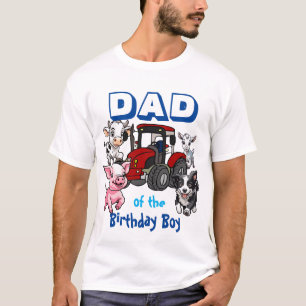 Pap van de Verjaardags Jongen Boerderij Dieren T-shirt