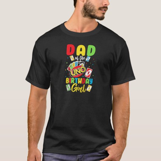 Pap van de Verjaardags Meisje Shirt Uno Daddy Papa (Voorkant)
