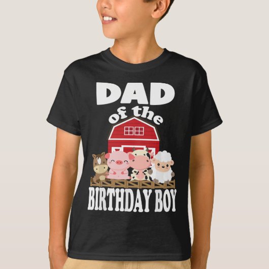 Pap van de Verjaardagsjongen Farming Animals B-day T-shirt (Voorkant)