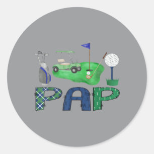 Pap Van De Verjaardagsjongen Hole In One Golf Spor Ronde Sticker