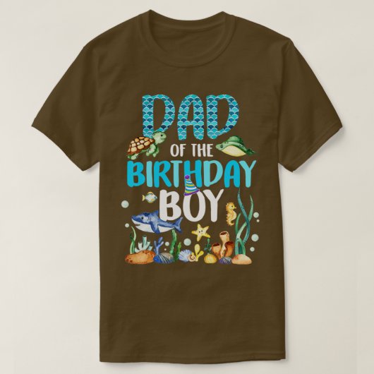 Pap van het Birthday Boy Zee Fish Ocean Animals Aq T-shirt (Design voorkant)