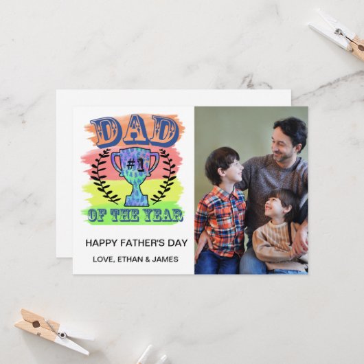 Pap van het Jaar -Vaderdag Fotokaart Kaart (Voorkant / Achterkant in situ)