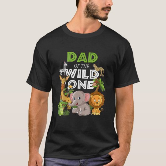 Pap van het wilde dierentuin Birthday Safari Oerwo T-shirt (Voorkant)