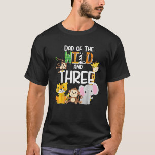 Pap van het wilde en drie dierentuinthema Birthday T-shirt