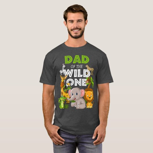 Pap van het Wilde One Zoo Birthday Safari Oerwoud T-shirt (Voorkant volledig)