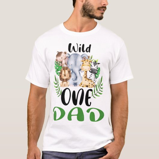 Pap van het Wilde One Zoo Birthday Safari Oerwoud  T-shirt (Voorkant)