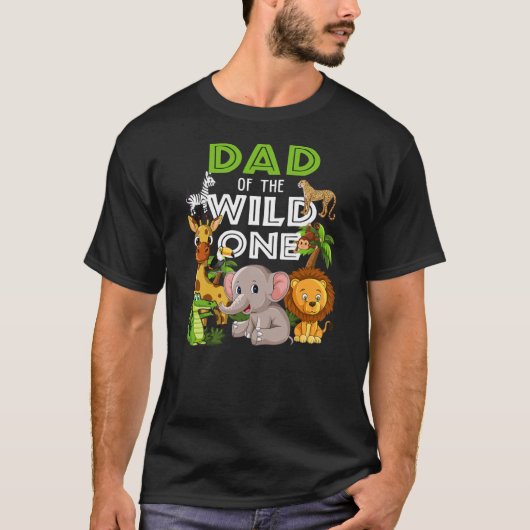 Pap van het Wilde One Zoo Birthday Safari Oerwoud T-shirt (Voorkant)