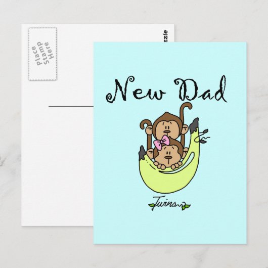 Pap van Twins Boy and Girl Tshirts en Gifts Briefkaart (Voorkant / Achterkant)