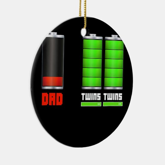 Pap van Twins Low Battery Funny Design Keramisch Ornament (Rechts)