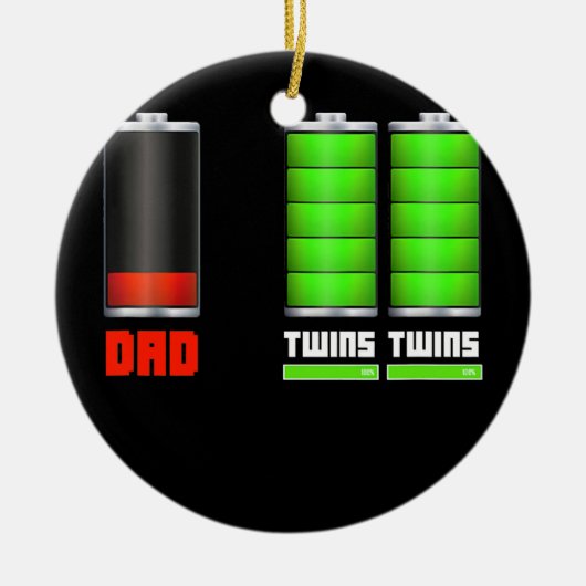 Pap van Twins Low Battery Funny Design Keramisch Ornament (Voorkant)
