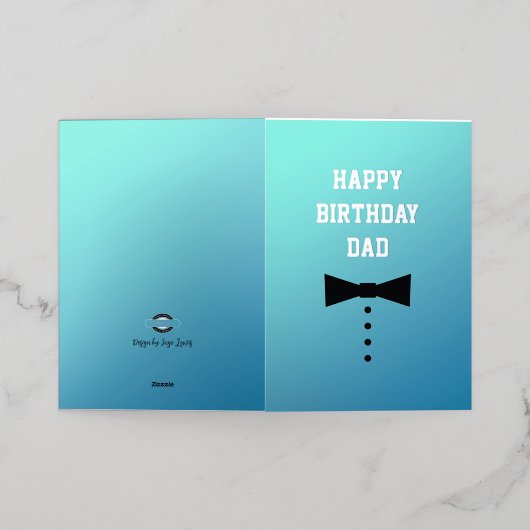 Pap Verjaardag, Zwart Stropdas, Modern, Cool Folie Wenskaart (Buiten Laag)