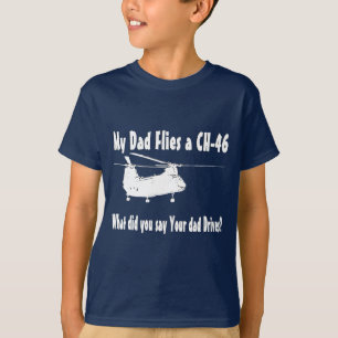 Pap vliegt met een CH-46 helikopter T-shirt