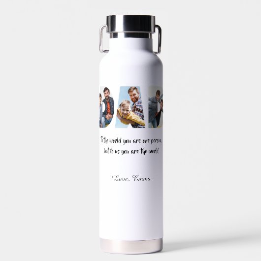 Pap voor ons jullie zijn de wereld 3 Foto Collage Waterfles (Voorkant)